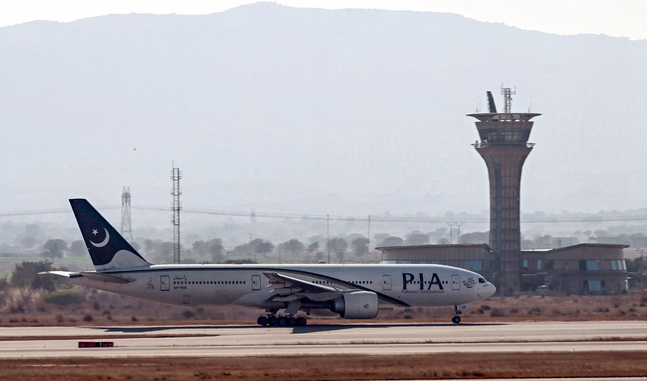 Pakistan International Airline (PIA) aircraft taxis ahead of its takeoff at the Islamabad International Airport on January 10, 2025. (AFP/File)