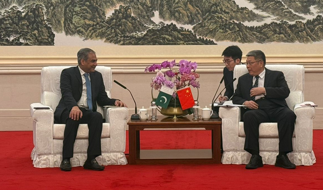 Pakistan’s Interior Minister Mohsin Naqvi, meets his Chinese counterpart, Qi Yanjun, in Beijing on February 5, 2025. (PID)