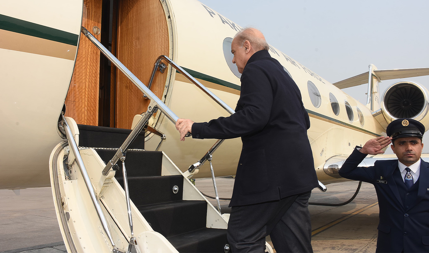 Prime Minister Muhammad Shehbaz Sharif departs on a two day official visit to the UAE from Lahore, Pakistan, on February 10, 2025. (PID)