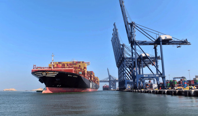 In this handout photo, taken and released by Karachi Port Trust, a container ship is docked at the Karachi Port in Karachi on May 29, 2024. (Photo courtesy: KPT/File)