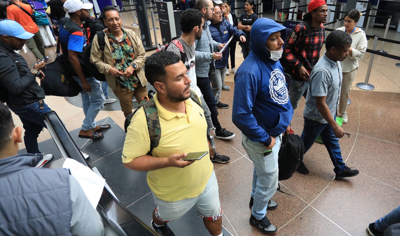 Colombian migrants deported from Panama arrive at the Jose Maria Cordova International Airport in Rionegro, Antioquia department, Colombia, on February 13, 2025. (AFP)