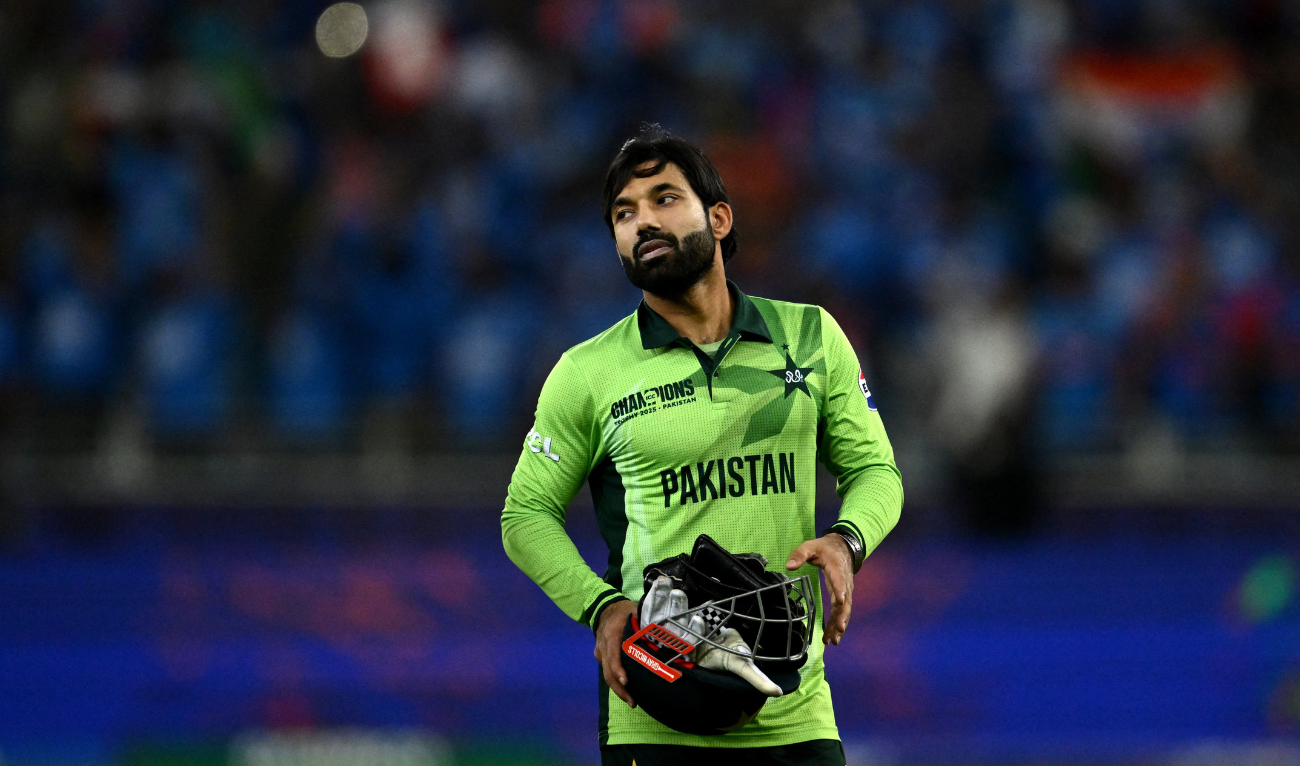 Pakistan's captain Mohammad Rizwan gestures at the end of the ICC Champions Trophy one-day international (ODI) cricket match between Pakistan and India at the Dubai International Stadium in Dubai on February 23, 2025. (AFP/File)