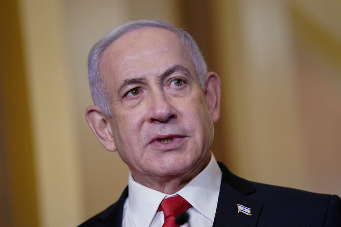 Israeli Prime Minister Benjamin Netanyahu speaks to reporters in Washington. (Reuters)