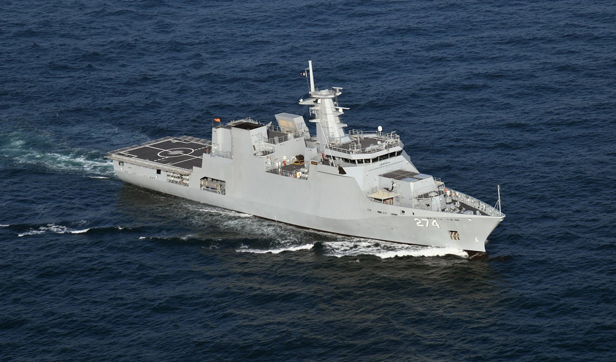 This handout photograph, taken and released by Pakistan Navy on February 1, 2025, shows Pakistan Navy’s warship Yamama arriving at the Karachi Naval Dockyard in Karachi. (Photo courtesy: Pakistan Navy)