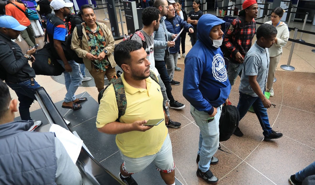 Colombian migrants deported from Panama arrive at the Jose Maria Cordova International Airport in Rionegro, Antioquia department, Colombia, on February 13, 2025. (AFP)