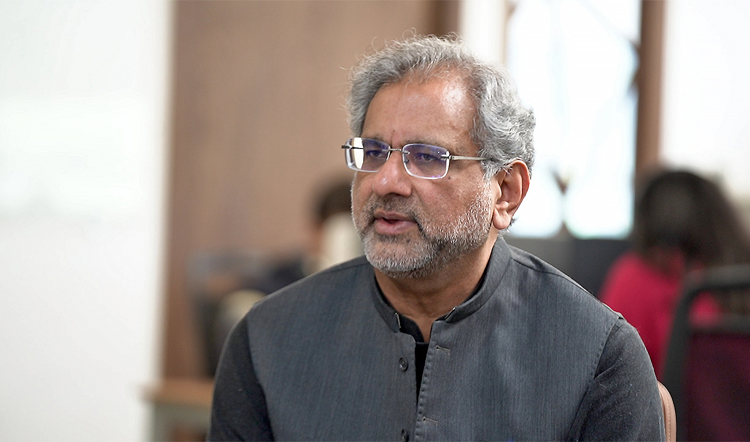 Former Prime Minister of Pakistan, Shahid Khaqan Abbasi, speaks to Arab News in Islamabad, Pakistan, on March 4, 2025. (AN Photo)