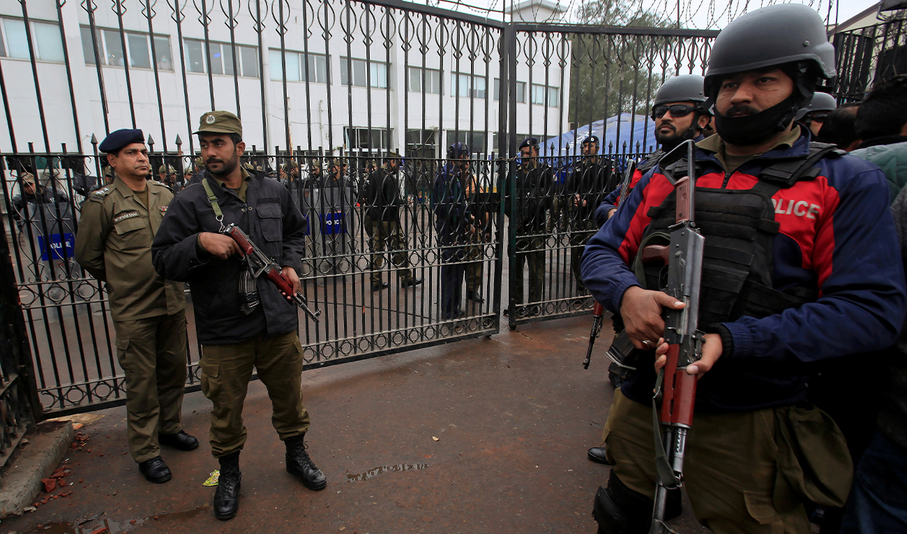 Police officers stand guard for security measures at the premises of the Punjab Institute of Cardiology (PIC) building, in Lahore, Pakistan on December 12, 2019. (REUTERS/File)
