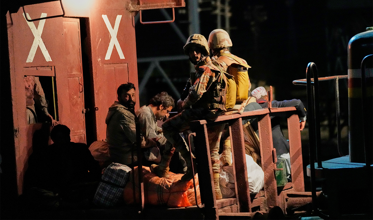 A special train, organized by the army for the wounded and survivors rescued by security forces from a passenger train attacked by insurgents, arrives at a railway station in Much, in Pakistan's southwestern Balochistan province on March 12, 2025. (AP)