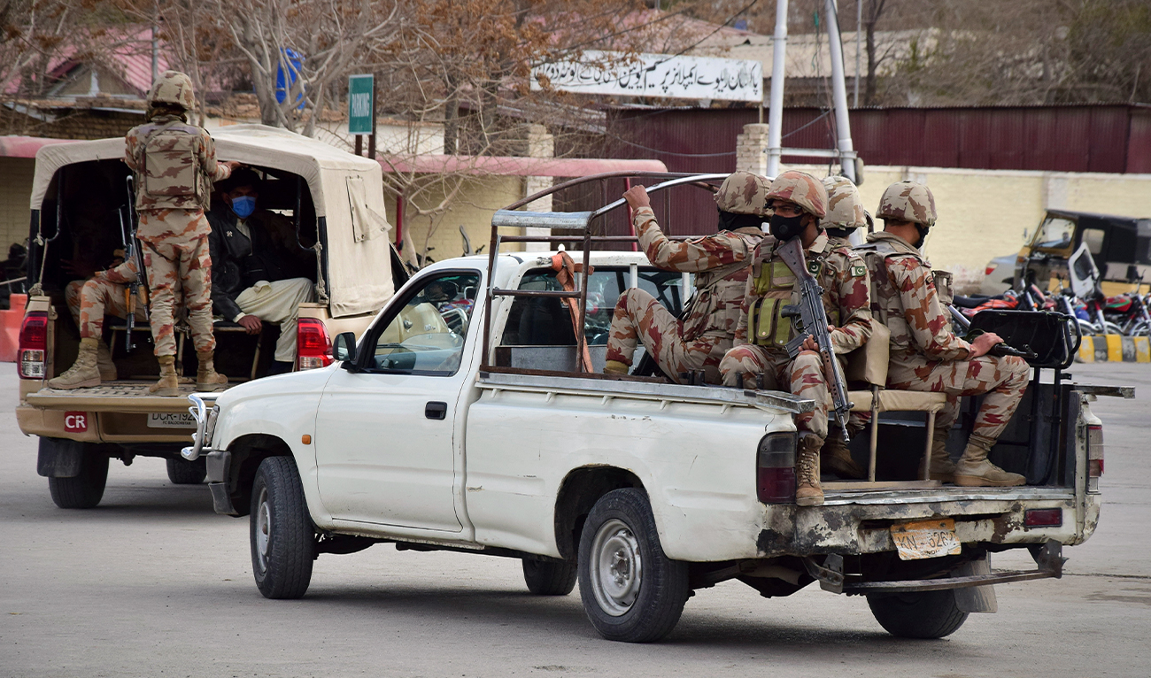 Pakistani soldiers arrive at the railway station to assist victims and survivors rescued by security forces from a train attacked by insurgents in Quetta, Pakistan, on March 12, 2025. (AP)
