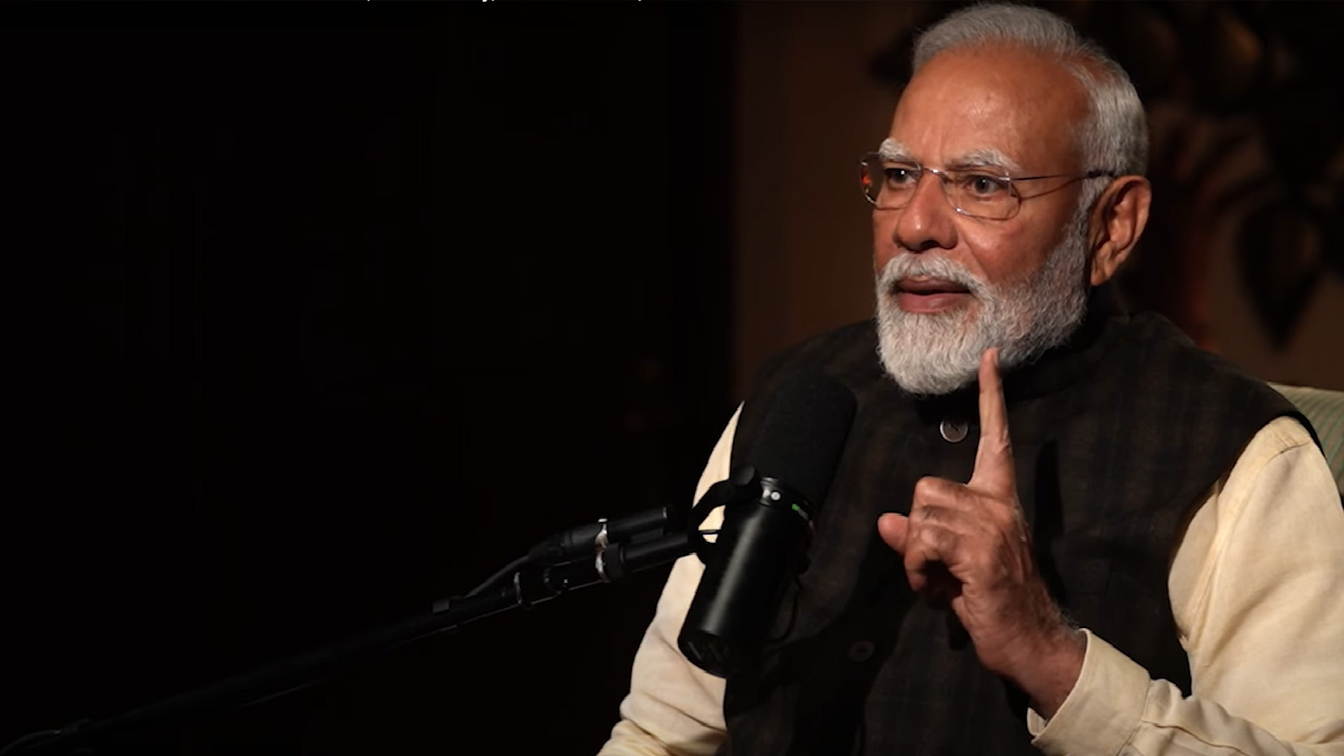 Indian Prime Minister Narendra Modi speaks to American podcast host Lex Fridman in an interview released on March 17, 2025. (Lex Fridman/YouTube/Screengrab)