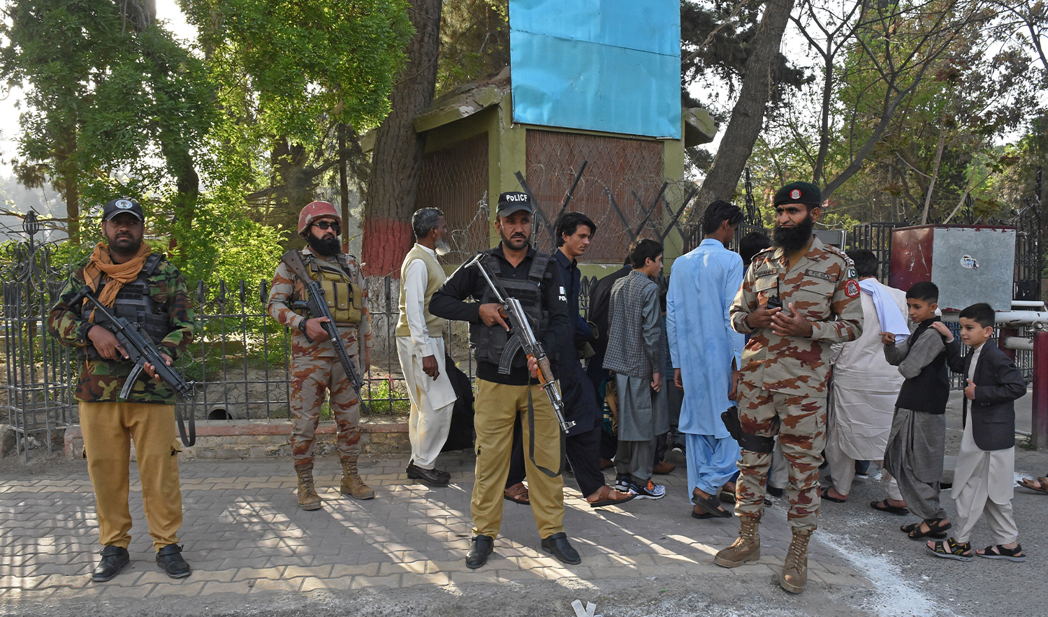 Security personnel stand guard in Quetta on April 10, 2024. (AFP/File)