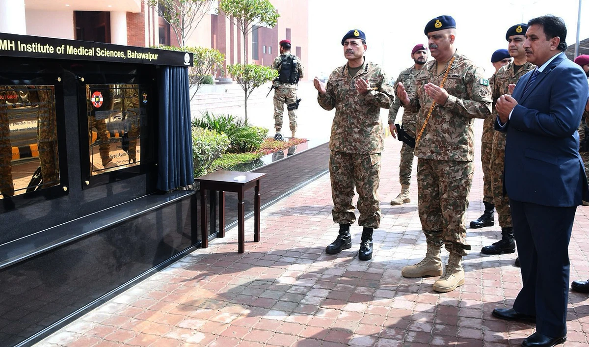 Pakistan Army Chief General Syed Asim Munir gestures during the inauguration of the CMH Institute of Medical Sciences (CIMS) at the Bahawalpur Cantonment in Bahawalpur on March 1, 2025. (Photo courtesy: Pakistan Army)