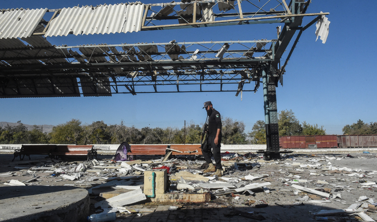 A security personnel inspects the blast site at a railway station, a day after an explosion allegedly by Pakistani separatists in Quetta, in Pakistan's Balochistan province, on November 10, 2024. (AFP/File)