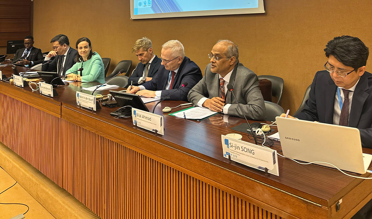 Pakistan’s Ambassador at the UN mission in Geneva, Bilal Ahmed, participates in a panel discussion in Geneva, UN, on March 29, 2025. (@PakUN_Geneva/File)
