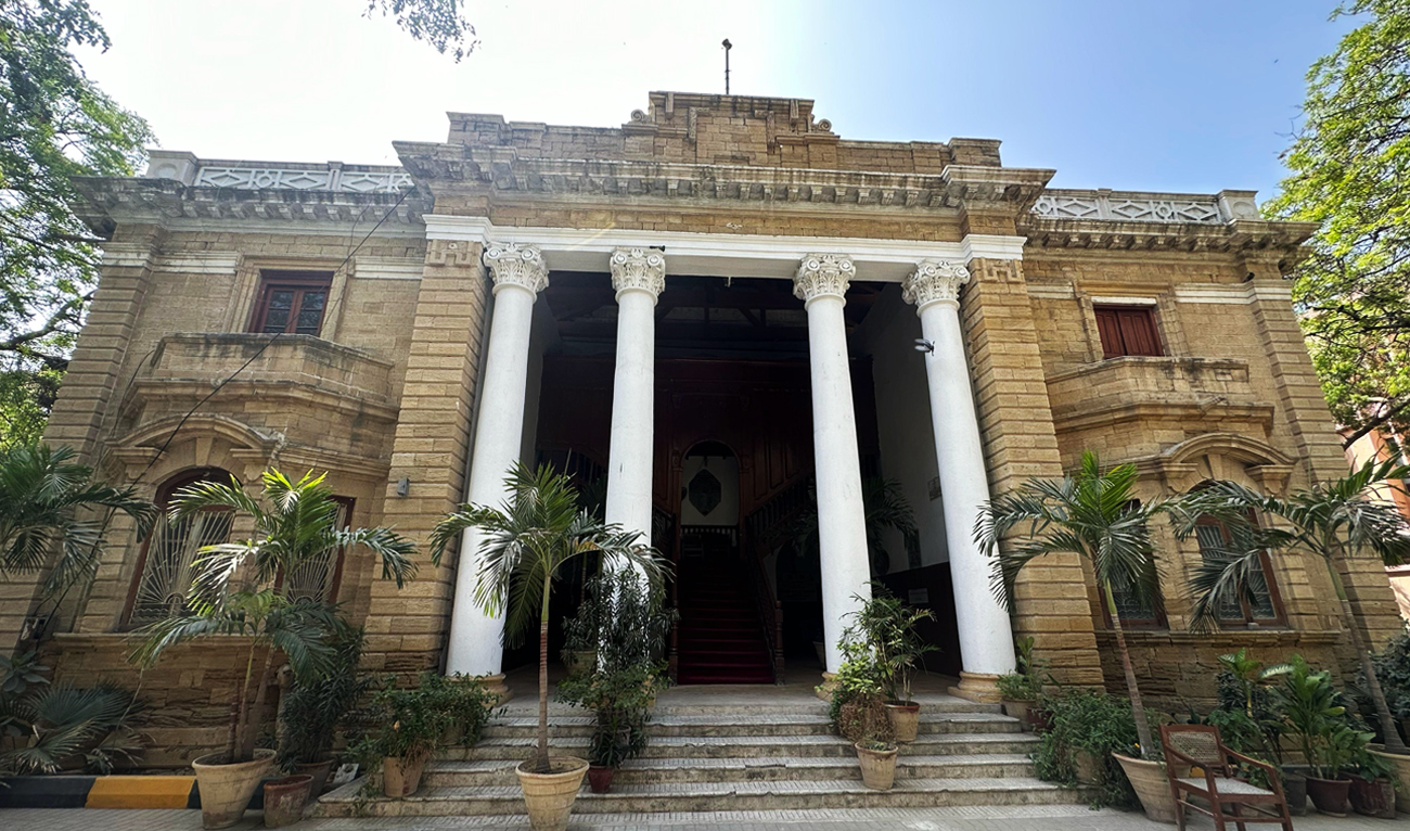 The photograph taken on April 11, 2025, shows an outside view of the Freemasons Lodge Building in Karachi, Pakistan. (AN)