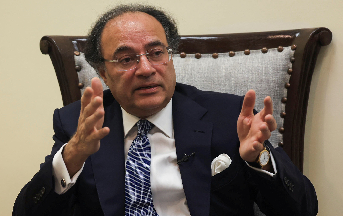 Pakistan’s Finance Minister Muhammad Aurangzeb speaks during an interview at his office in Islamabad, Pakistan on July 19, 2024. (Reuters/File)