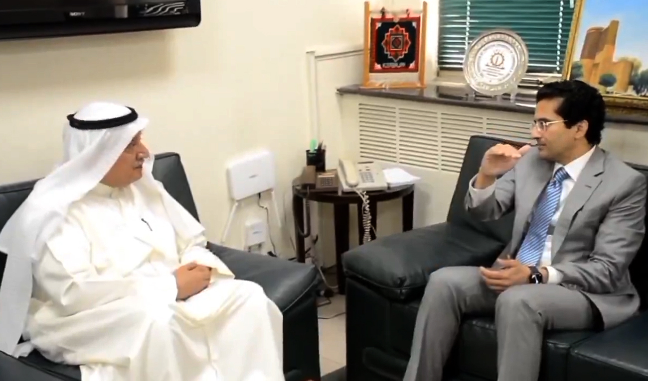 In this screengrab, taken from a handout video released by Pakistan’s Ministry of Energy on April 16, 2025, Pakistan Petroleum Minister Ali Pervaiz Malik (right) gestures during a meeting with Kuwait’s Ambassador Nassar Abdulrahman Almutairi in Islamabad. (Photo courtesy: X/@Official_PetDiv)