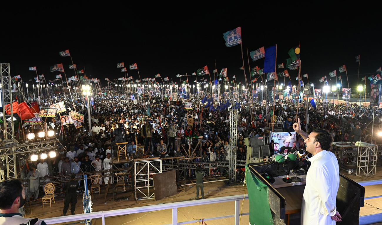 Bilawal Bhutto-Zardari, Pakistan Peoples Party, key Pakistan ruling coalition ally, leader and former Pakistan foreign minister, speaks during a public rally in Hyderabad, Sindh on April 18, 2025. (Photo courtesy: Facebook/PPP)