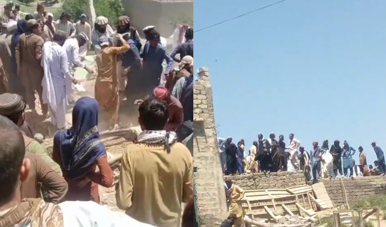 Locals search for survivors buried under rubble after a blast targeted the offices of a pro-government peace committee in Wana town, South Waziristan district, Pakistan, on April 28, 2025. (Photo Courtesy: Wana Police)