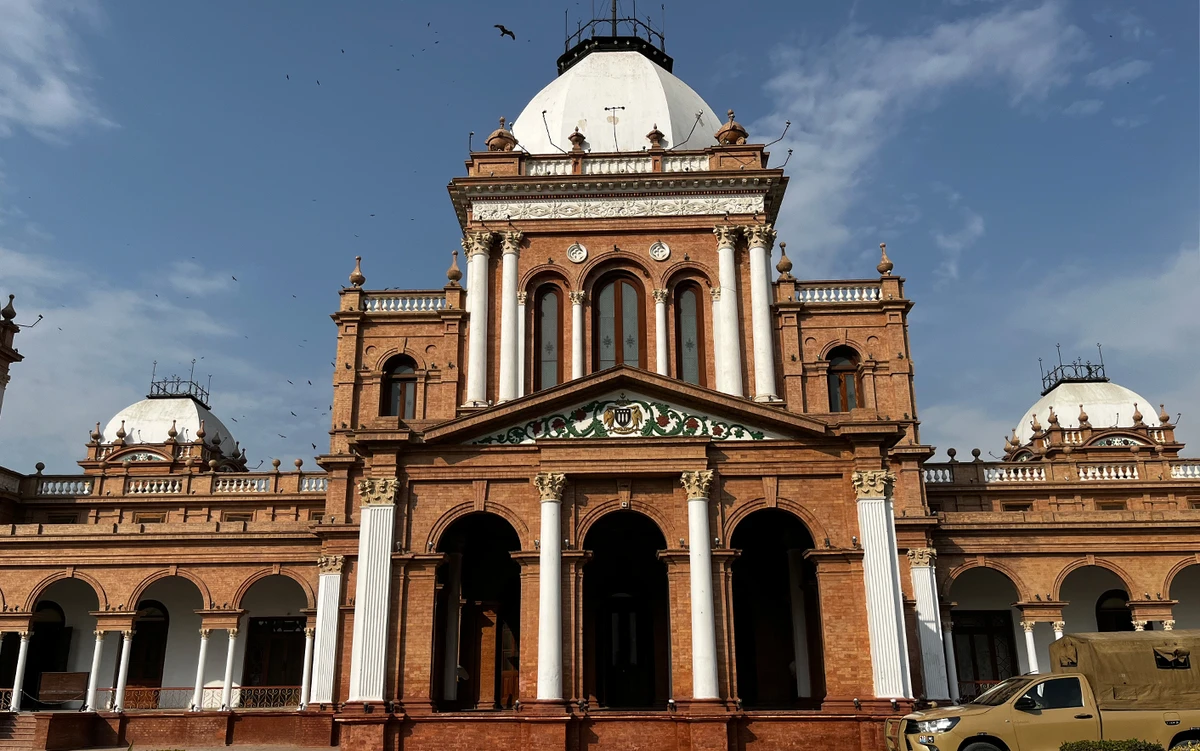 The picture taken on February 28, 2022, shows Noor Mahal, most iconic monument in Pakistan's Bahawalpur city. (AN Photo)
