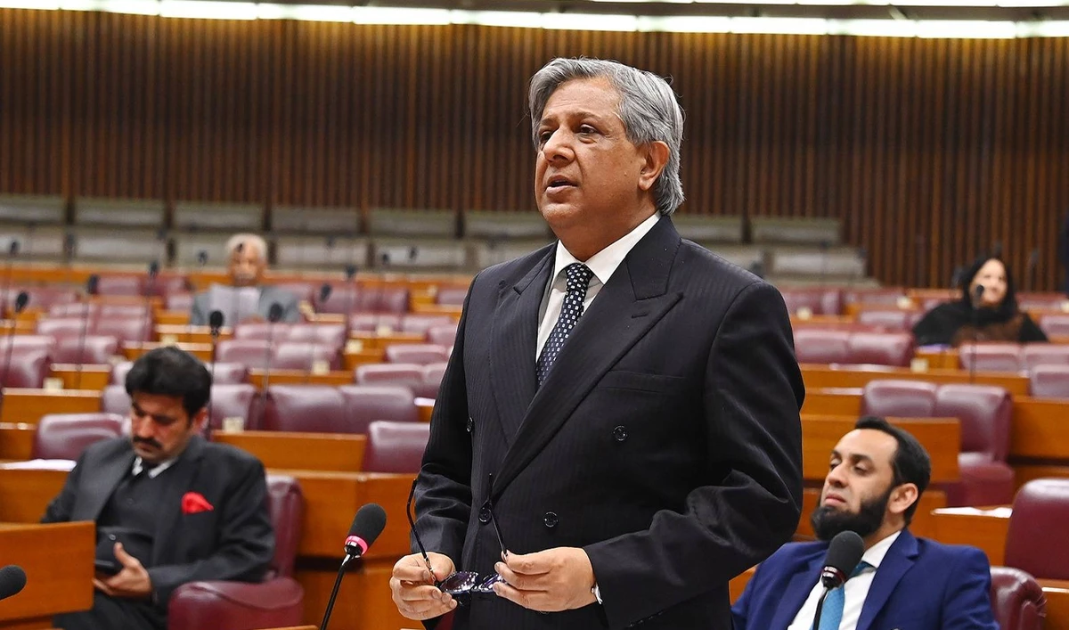 Pakistan’s Law Minister Azam Nazeer Tarar speaks during a National Assembly session in Islamabad on February 17, 2025. (Facebook/National Assembly of Pakistan/File)
