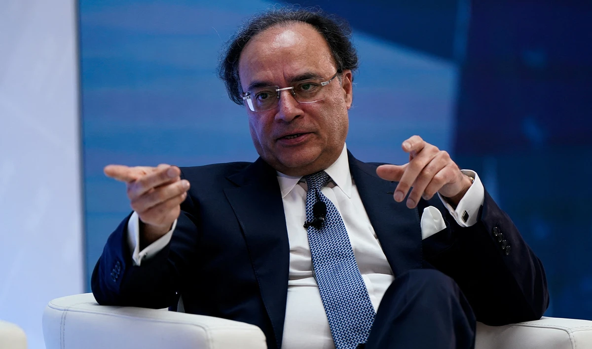 Pakistan Finance Minister Muhammad Aurangzeb participates in a panel titled “Navigating an Uncertain World” during the 2025 annual IMF/World Bank Spring Meetings in Washington DC, US, on April 25, 2025. (REUTERS/File)