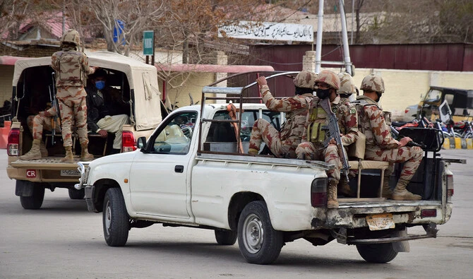 Pakistani soldiers arrive at the railway station to assist victims and survivors rescued by security forces from a train attacked by insurgents in Quetta, Pakistan, on March 12, 2025. (AP/File)
