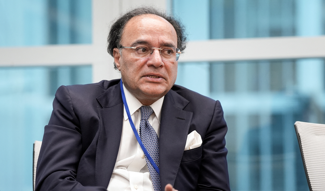 Pakistan Finance Minister Muhammad Aurangzeb speaks during a Reuters interview at the 2025 annual IMF World Bank Spring Meetings in Washington DC, US, on April 25, 2025. (REUTERS/File)