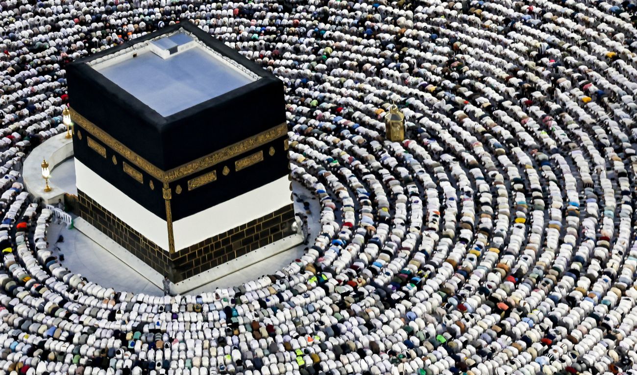 Muslim pilgrims pray around the Kaaba, Islam's holiest shrine, at the Grand Mosque in the holy city of Mecca on June 16, 2024. (AFP/ file)
