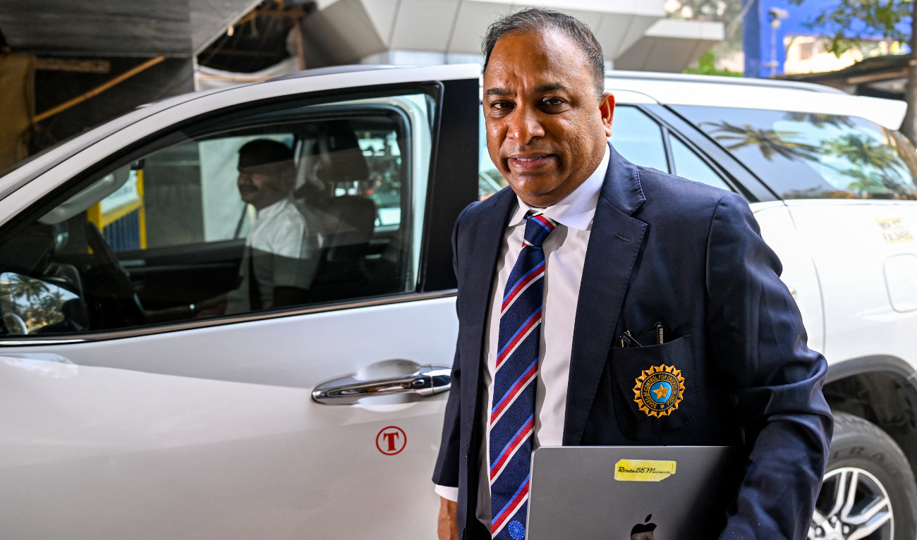 Devajit Saikia, nominated to be secretary of the Board of Control for Cricket in India (BCCI), arrives to attend the BCCI special general meeting at their headquarters in Mumbai on January 12, 2025. (AFP/ File)