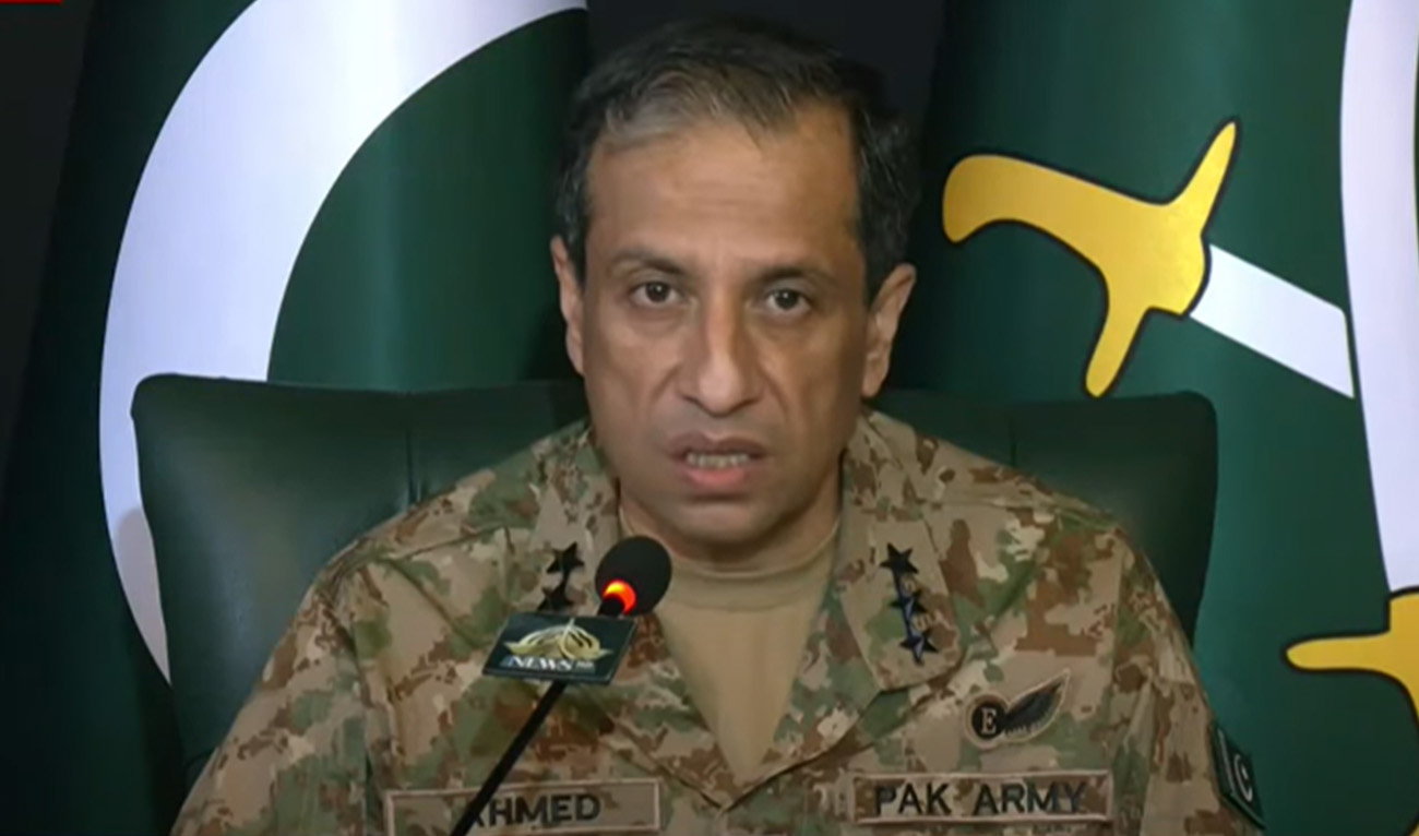 Military's spokesperson, Lieutenant General Ahmed Sharif Chaudhry, addressing a press conference in Islamabad, Pakistan, on May 11, 2025. (Screengrab/PTV News)
