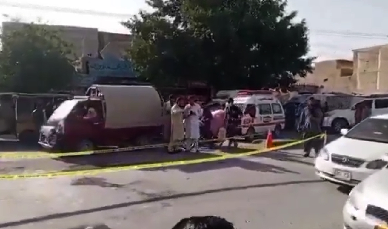 Security officials cordoned off area following an explosion in Quetta, Pakistan on May 14, 2025. (Photo courtesy: Screengrab/X/@OSINTWarfare)