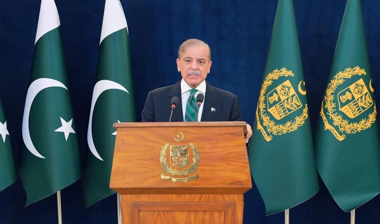 Prime Minister Shehbaz Sharif addresses the nation in Islamabad, Pakistan, on May 10, 2025 (PID/File)
