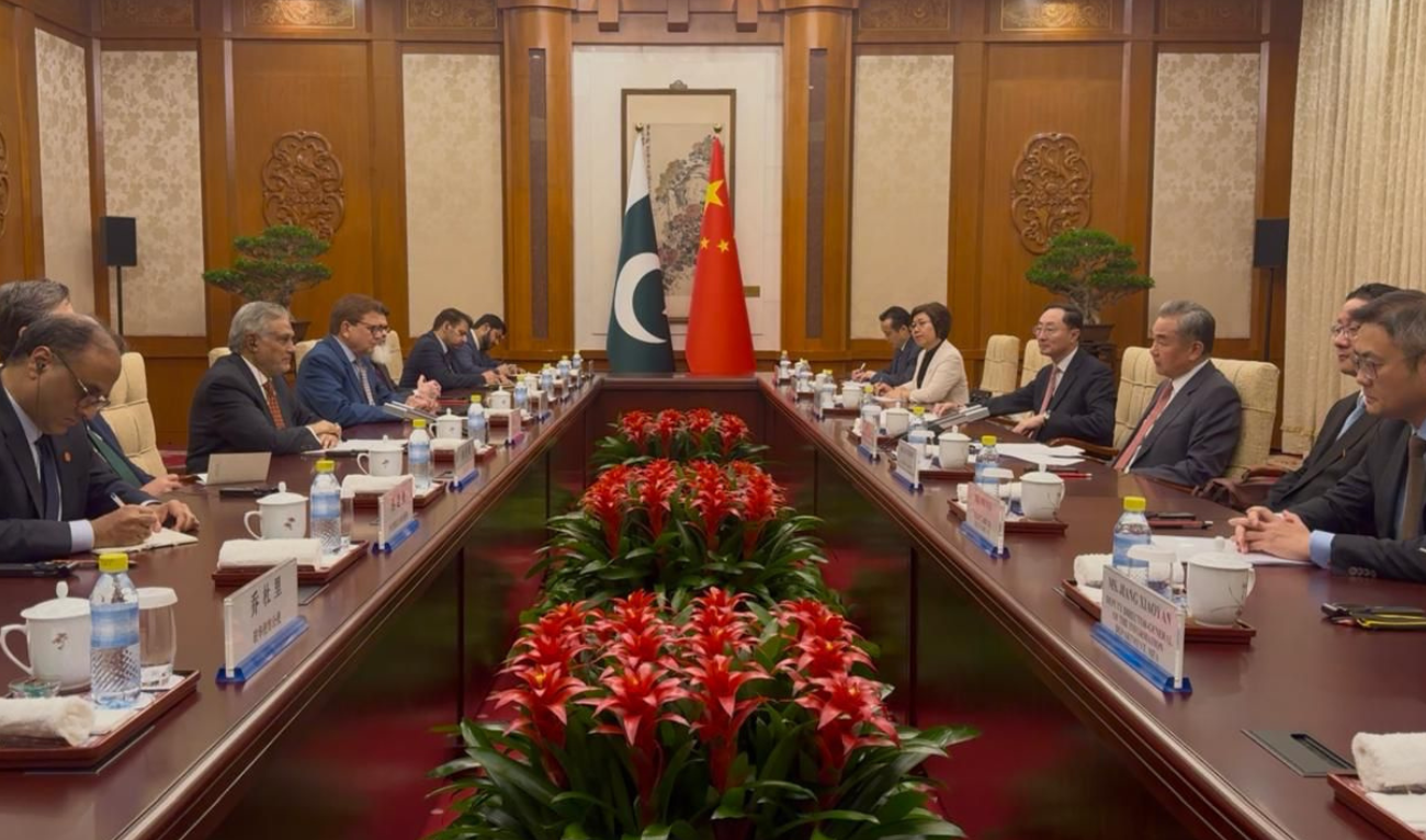 Pakistan Deputy Prime Minister Ishaq Dar and Chinese Foreign Minister Wang Yi hold in-depth consultations on May 20, 2025, in Beijing, China. (Photo courtesy: foreign office)