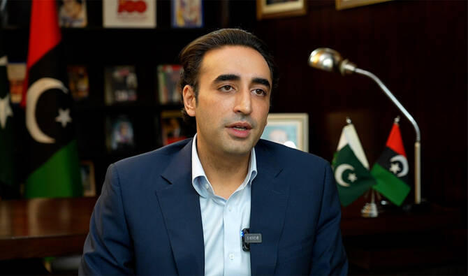 Pakistan’s former foreign minister Bilawal Bhutto-Zardari speaks to Arab News Pakistan in Islamabad, Pakistan, on May 7, 2025. (AN Photo)