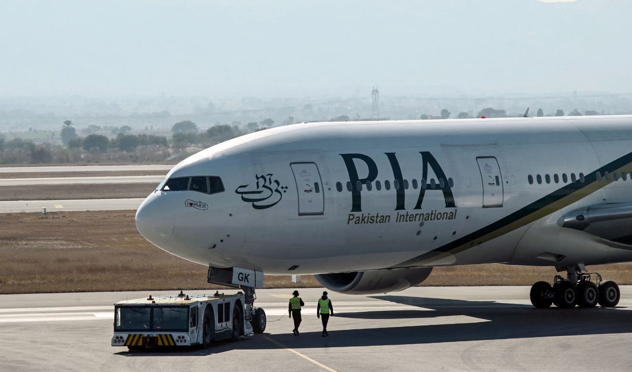 Pakistan International Airline (PIA) aircraft taxis ahead of its takeoff for Paris at the Islamabad International Airport on January 10, 2025, as EU authorities lift a four-year ban on the state airline. (AFP/ file)