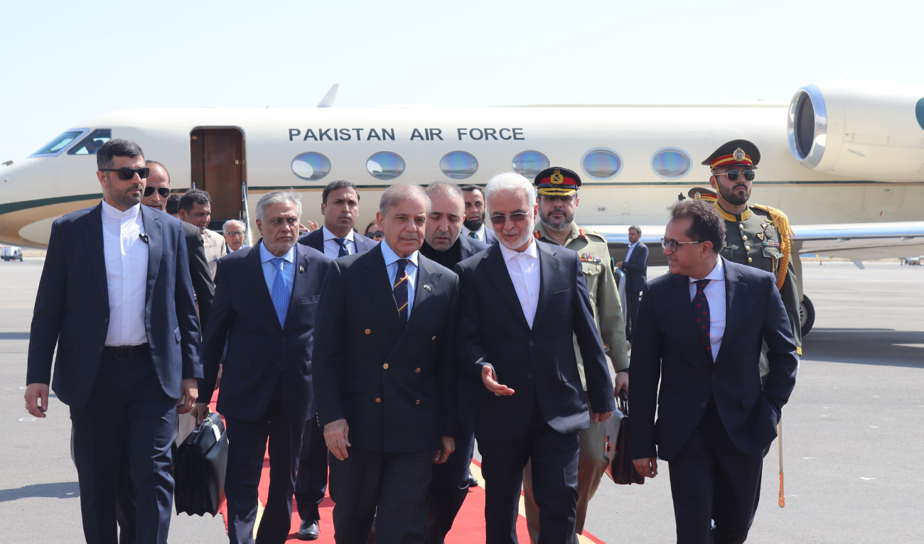 Prime Minister Shehbaz Sharif received by Iranian Interior Minister Eskandar Momeni upon arrival in Tehran on May 26, 2025. (PMO)