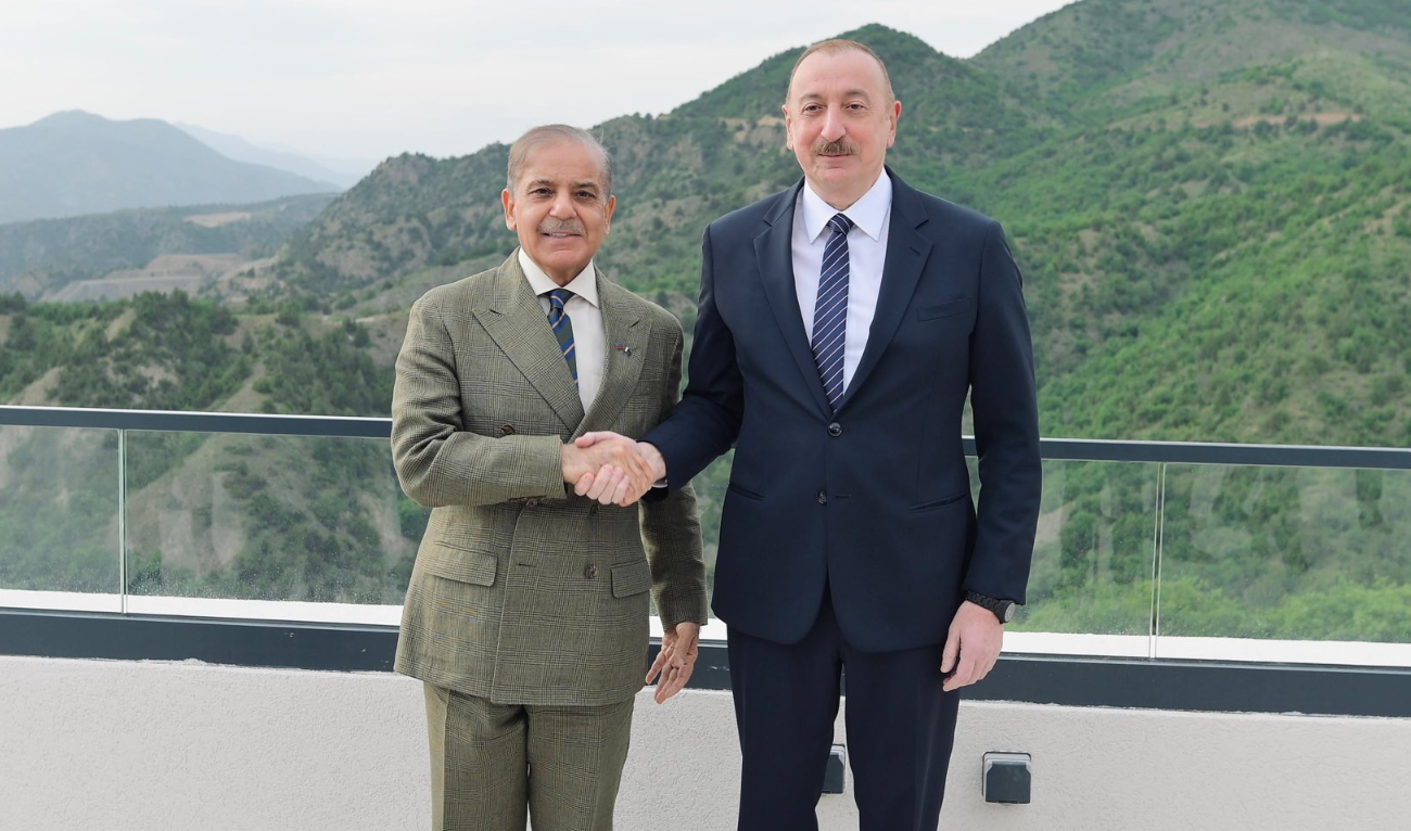 Prime Minister Shehbaz Sharif with President of Azerbaijan Illam Aliyev, in Lachin, on May 27, 2025. (PMO)