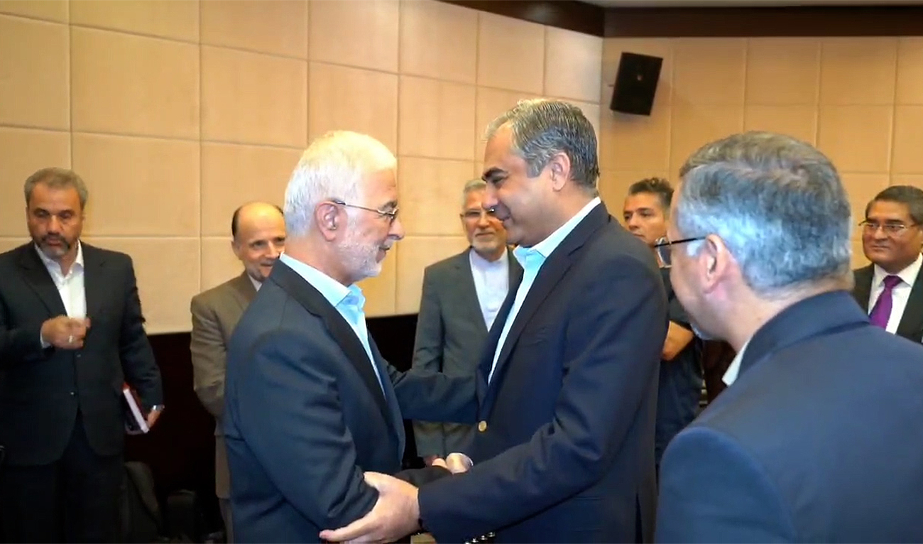 Pakistan’s Interior Minister Mohsin Naqvi (right) meets Iranian Interior Minister Eskandar Momeni in Tehran on May 28, 2025. (Pakistan's Interior Ministry)