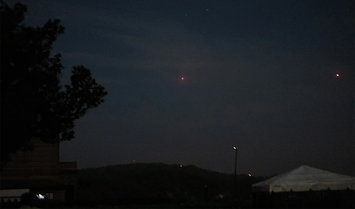 India's air defence system intercepts objects in the sky during a blackout following multiple blasts in the city of Jammu, on May 9, 2025. (REUTERS)