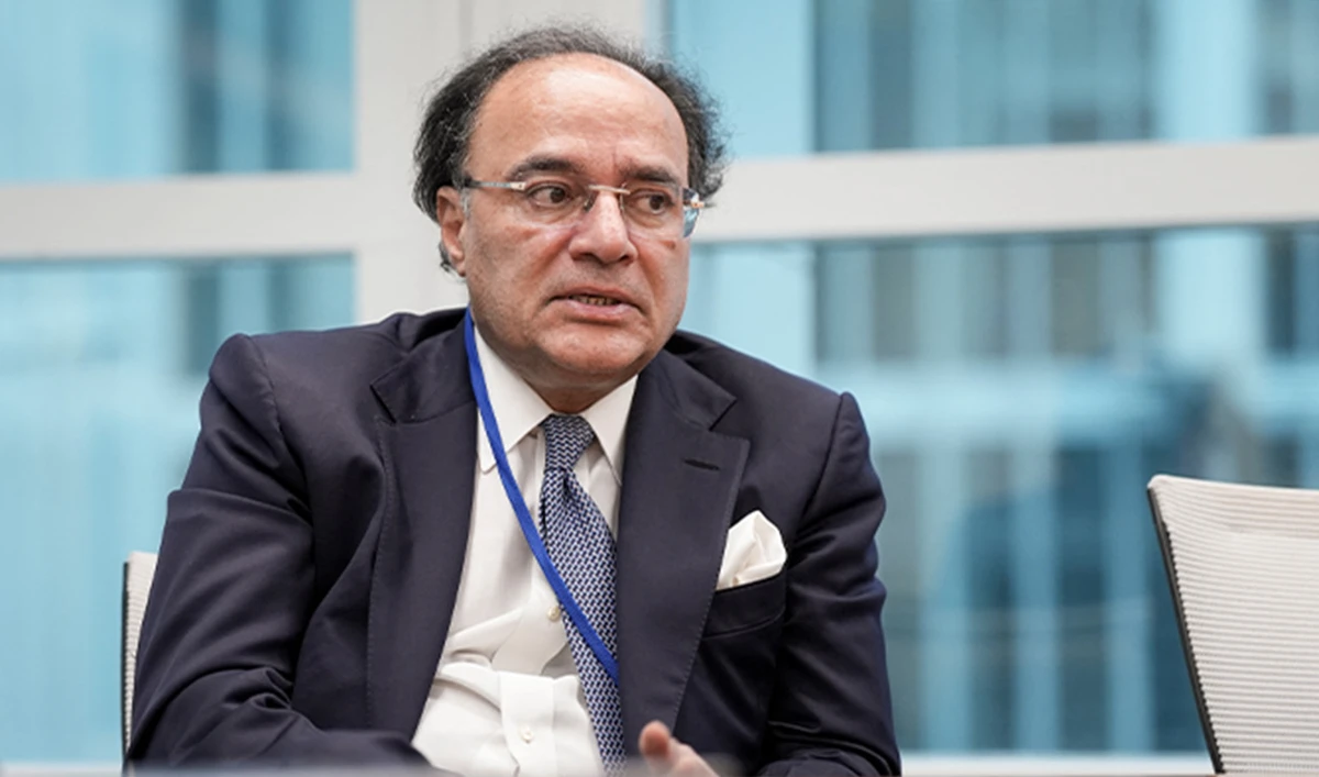 Pakistan Finance Minister Muhammad Aurangzeb speaks during a Reuters interview at the 2025 annual IMF/World Bank Spring Meetings in Washington DC, US on April 25, 2025. (Reuters/File)