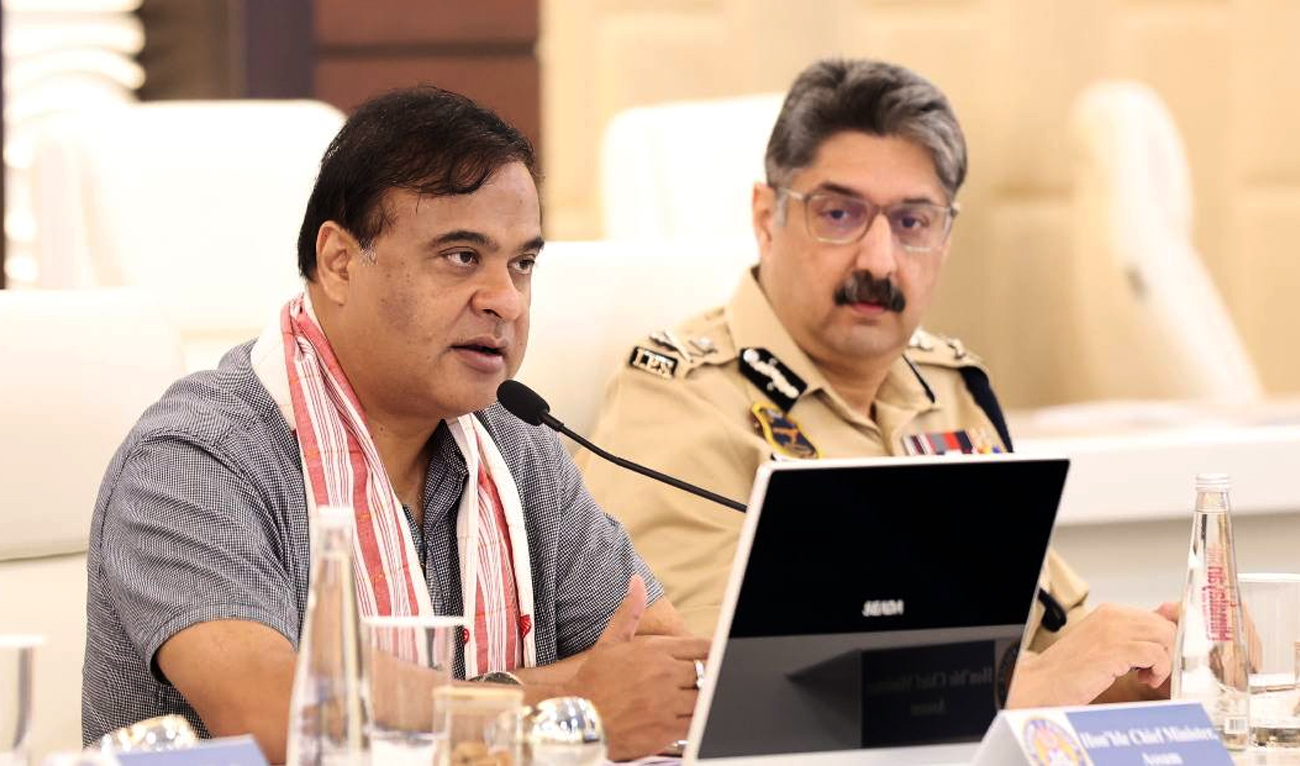 Assam Chief Minister Himanta Biswa Sarma (left) speaks during a Conference of Superintendent of Police at Lachit Barphukan Academy of Dergaon in the Golaghat district of Assam, India, on May 20, 2025. (Photo Courtesy: Facebook/@himantabiswasarma/File)