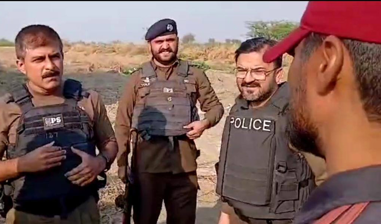 Police officials stand at the site of operation in Dera Ghazi Khan district of Pakistan’s eastern Punjab province, on May 1, 2025. (Facebook/Punjab Police)
