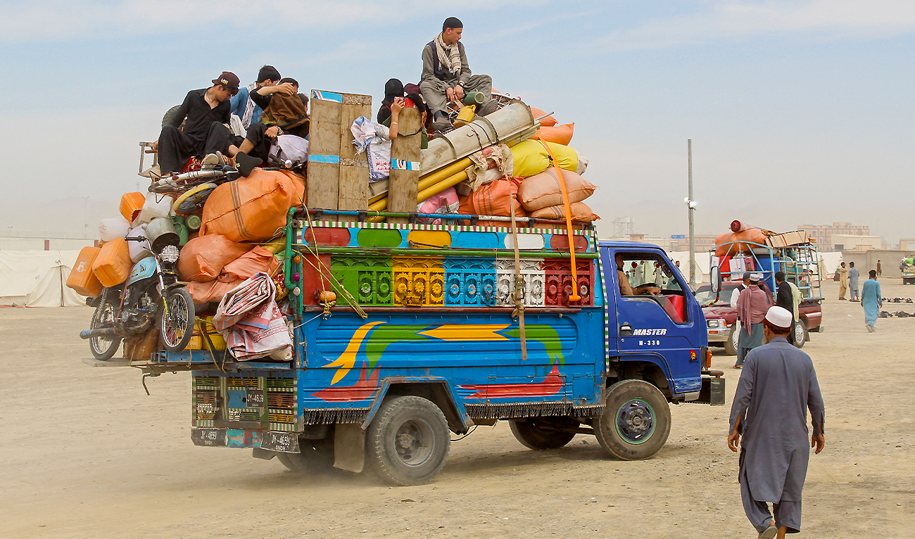 Afghan refugees due for deportation to Afghanistan arrive at a holding centre to undergo biometric verification by the National Database and Registration Authority (NADRA), near the Pakistan-Afghanistan border in Chaman on April 8, 2025. (AFP)