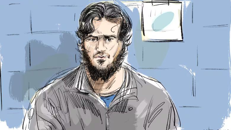 Muhammad Shahzeb Khan appeared in a Montreal courtroom by video link on Dec. 6, 2024. He is being held at a jail in Rimouski, Que. (Photo courtesy: CBC)