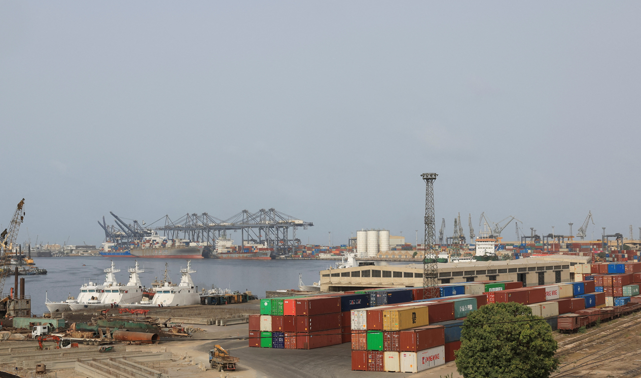 Shipping containers are seen at the Karachi Port in Karachi, Pakistan on June 10, 2025. (REUTERS)