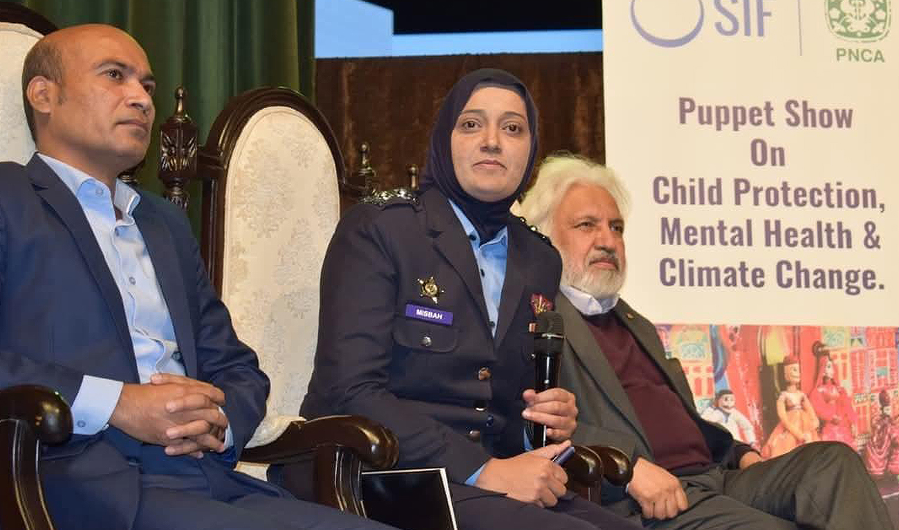 This file photo, released in December 2023, shows Sub-Inspector Misbah Shehbaz during a special puppet show at the Pakistan National Council of Arts in Islamabad. (Photo courtesy: PNCA/File)