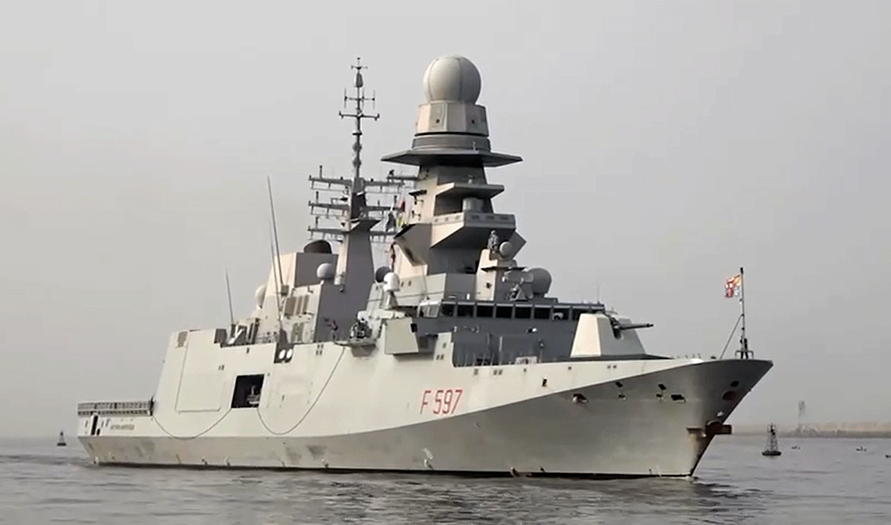 Italian Navy Ship Antonio Marceglia arriving at Karachi port, Pakistan, on June 17, 2025. (ISPR)