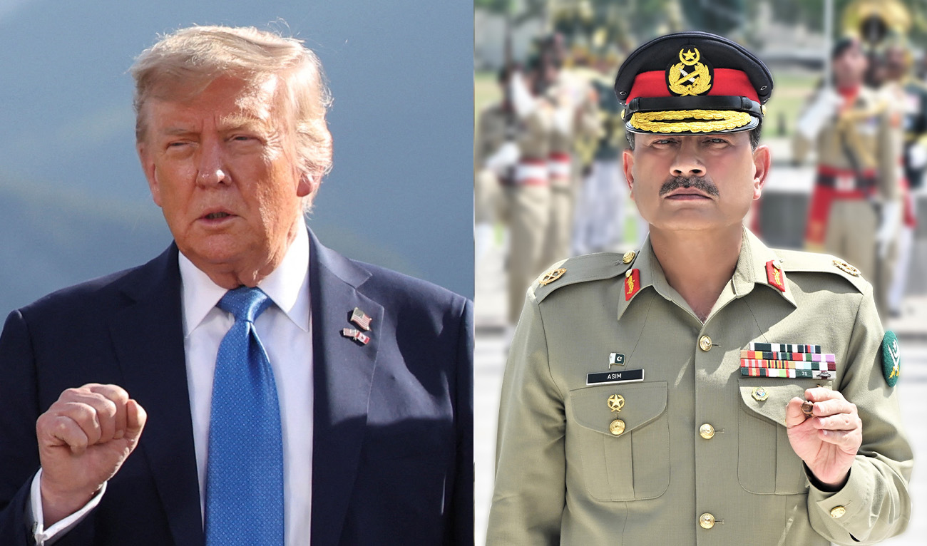 The collage of images created on June 18, 2025, shows US President Donald Trump (left) and Pakistan's Field Marshal General Syed Asim Munir. (AFP/ISPR/File)