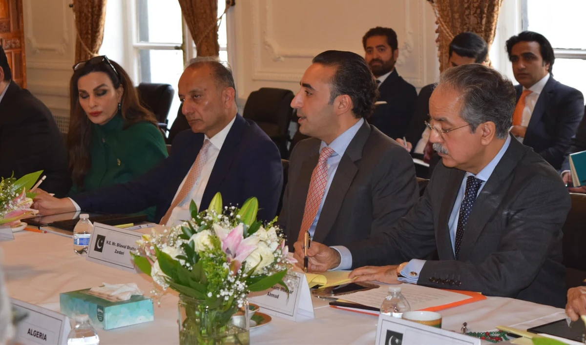 Pakistan’s former Foreign Minister Bilawal Bhutto-Zardari (second right) speaks during a meeting with representatives of the United Nations Security Council’s elected member states in New York, United States, on June 2, 2025. (Facebook/Bilawalhouse)